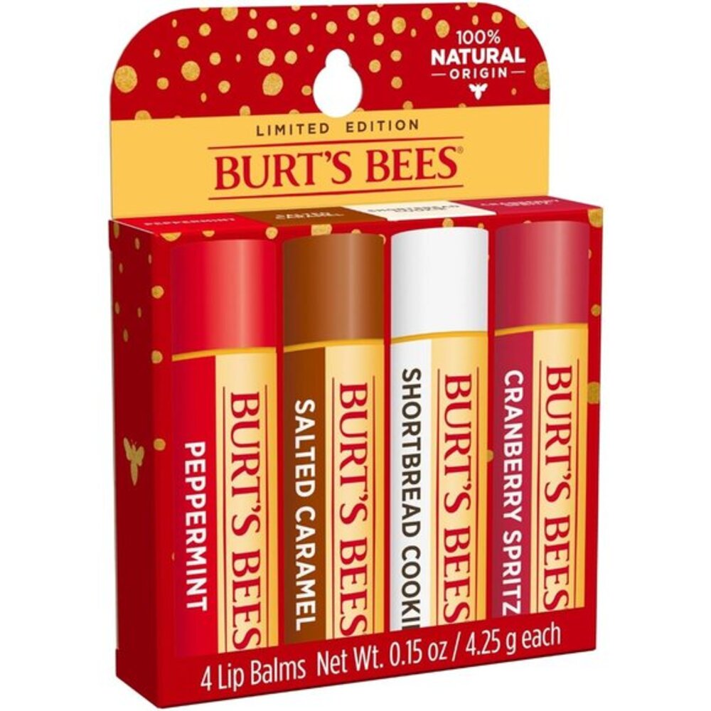 Bees Christmas Gifts, 4 Lip Balms Stocking‎ Stuffers Products, Festive Fix Set -